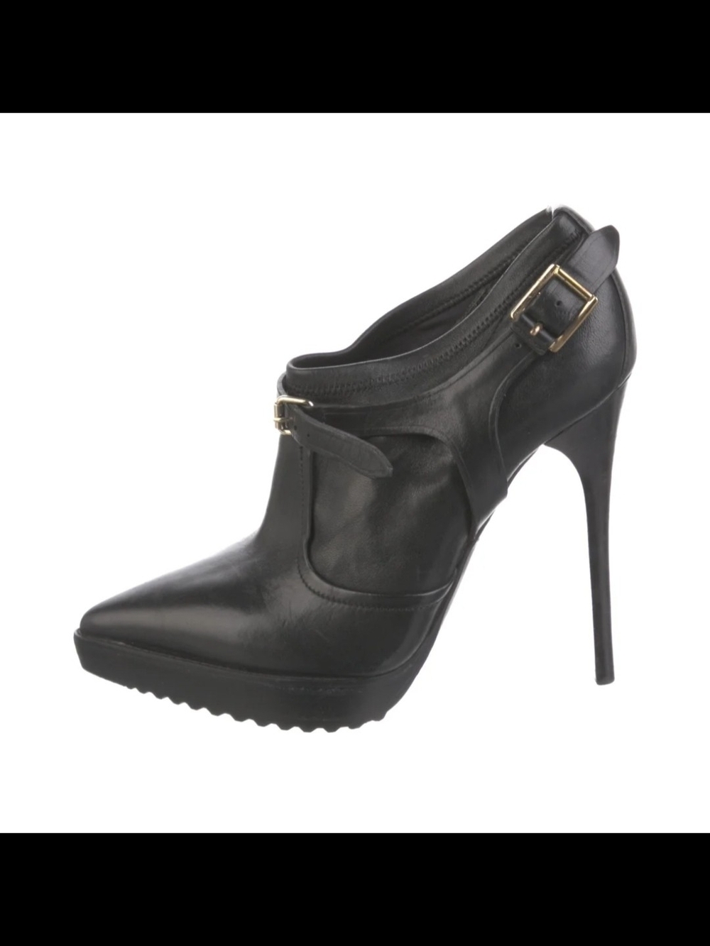 🖤 BURBERRY 🖤  Women's Black Leather Stiletto Ankle Boots